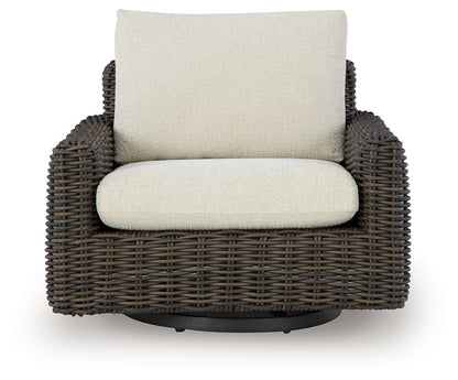 Kimora - Swivel Glider Lounge With Cushion - Beige / Dark Brown by Ashley – view 4
