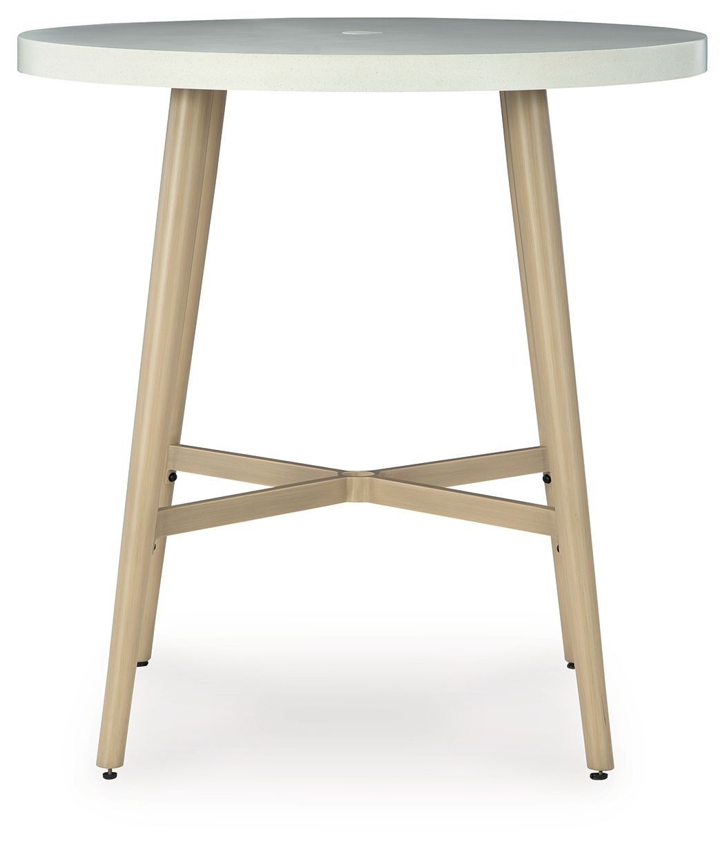 Seton Creek - Round Bar Table With Umbrella Option - Beige by Ashley – view 3