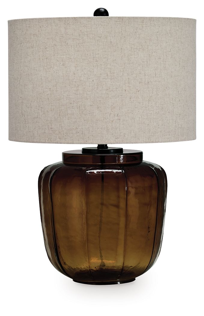 Bainmore - Glass Table Lamp - Amber by Ashley – Table Lamps