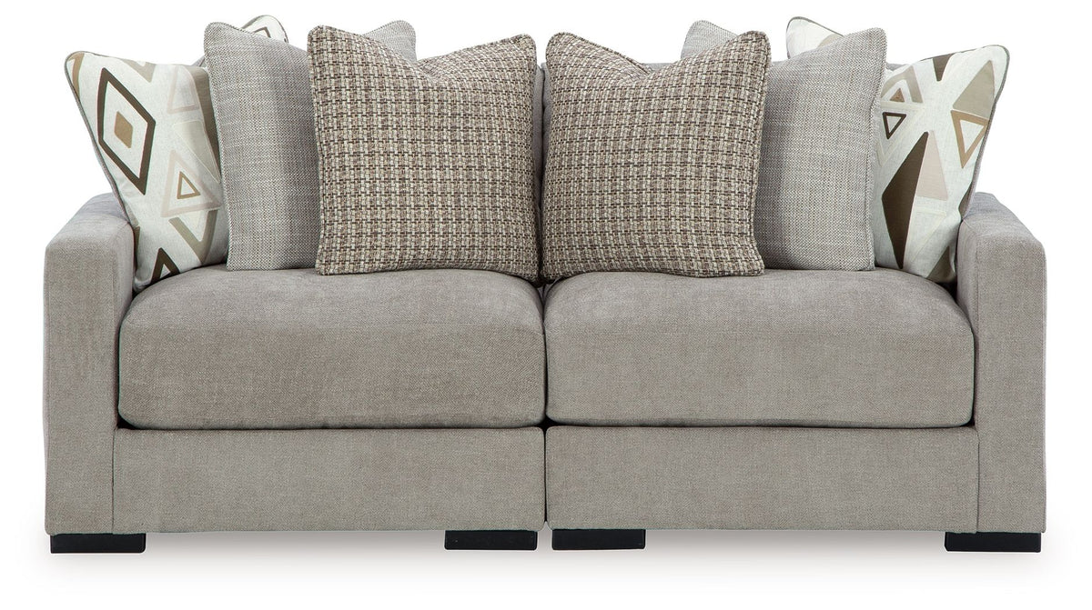 Aslan Court - 2-Piece Loveseat Sectional - Pebble – Stationary Sectionals