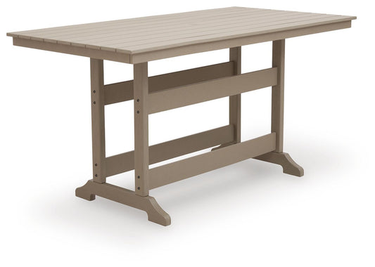 Seacliff Beach - Rectangular Counter Height Dining Table With Umbrella Option - Medium Brown by Ashley – Dining Tables