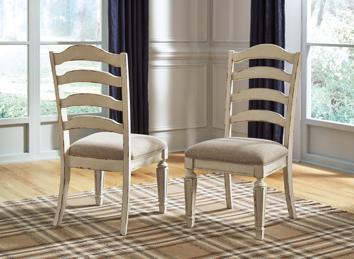 Realyn - Dining UPH Side Chair (Set of 2) - Ladderback - Chipped White by Ashley – view 3