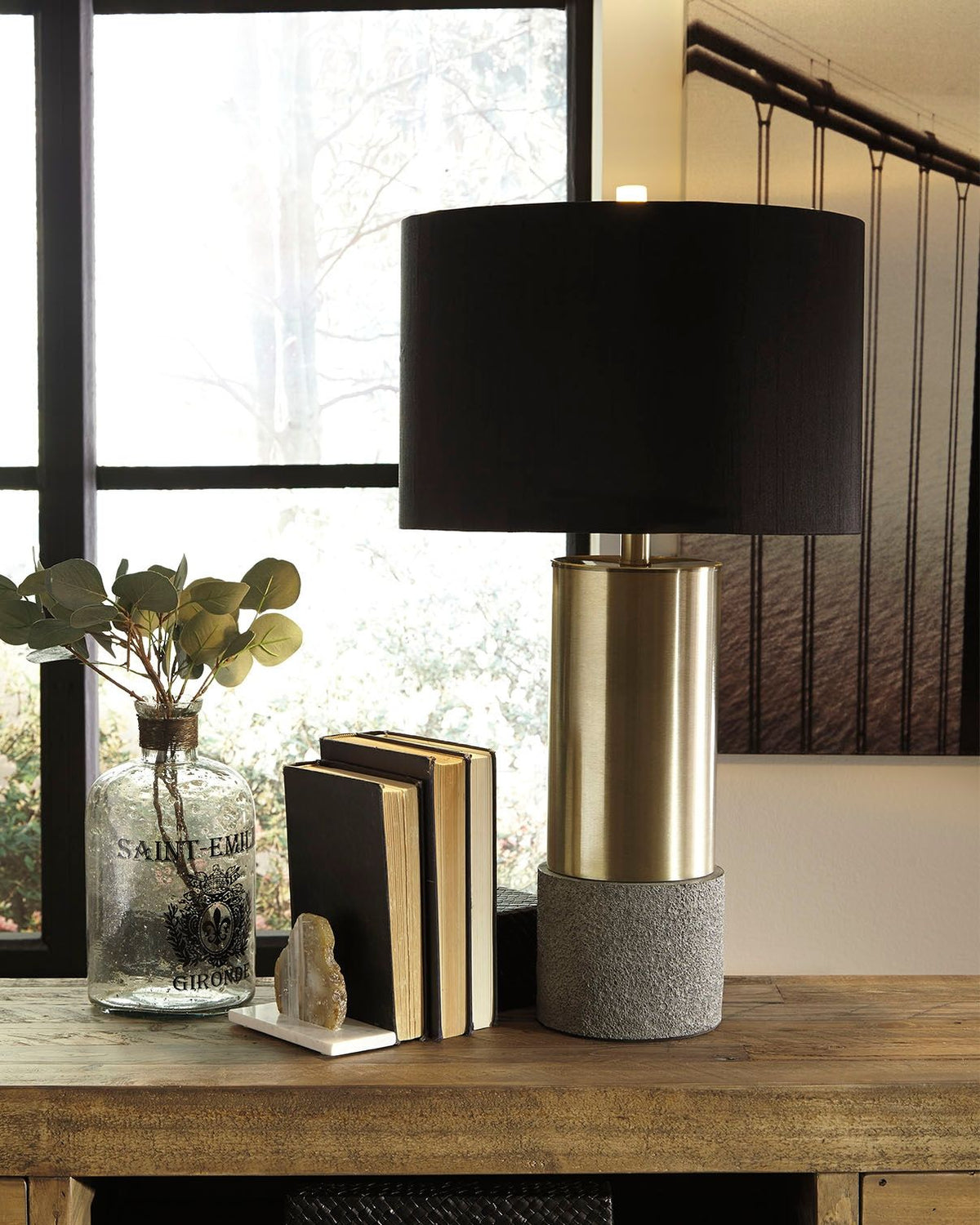 Jacek - Metal Table Lamp (Set of 2) - Gray / Brass Finish by Ashley – view 4