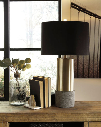 Jacek - Metal Table Lamp (Set of 2) - Gray / Brass Finish by Ashley – view 4