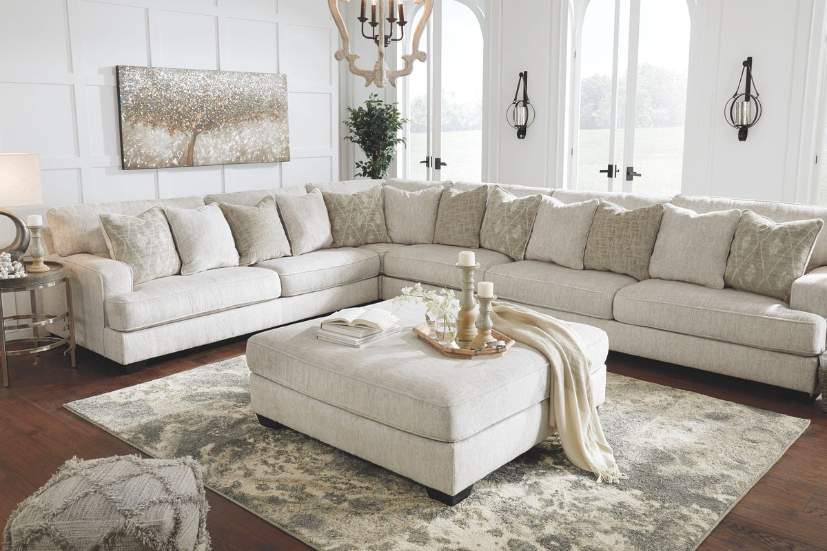 Rawcliffe - Oversized Accent Ottoman - Parchment by Ashley – view 4