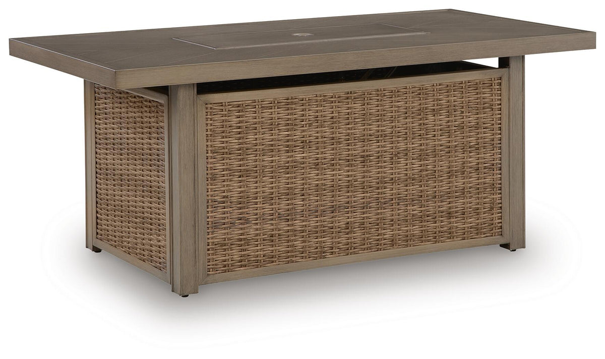 Laguna Heights - Rectangular Fire Pit Table - Beige by Ashley – Fire Pits