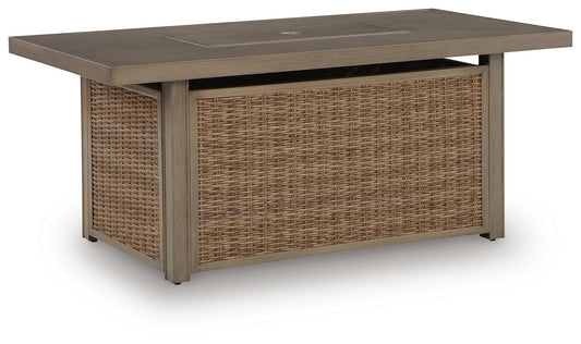 Laguna Heights - Rectangular Fire Pit Table - Beige by Ashley – Fire Pits