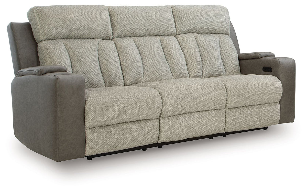 WhipLash - Power Reclining Sofa With Adj Headrest - Sisal by Ashley – Reclining Sofas