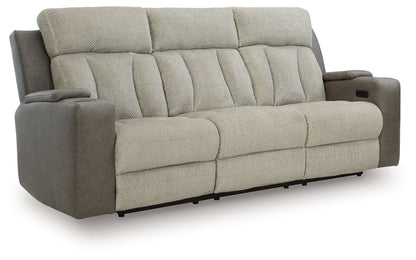 WhipLash - Power Reclining Sofa With Adj Headrest - Sisal by Ashley – Reclining Sofas