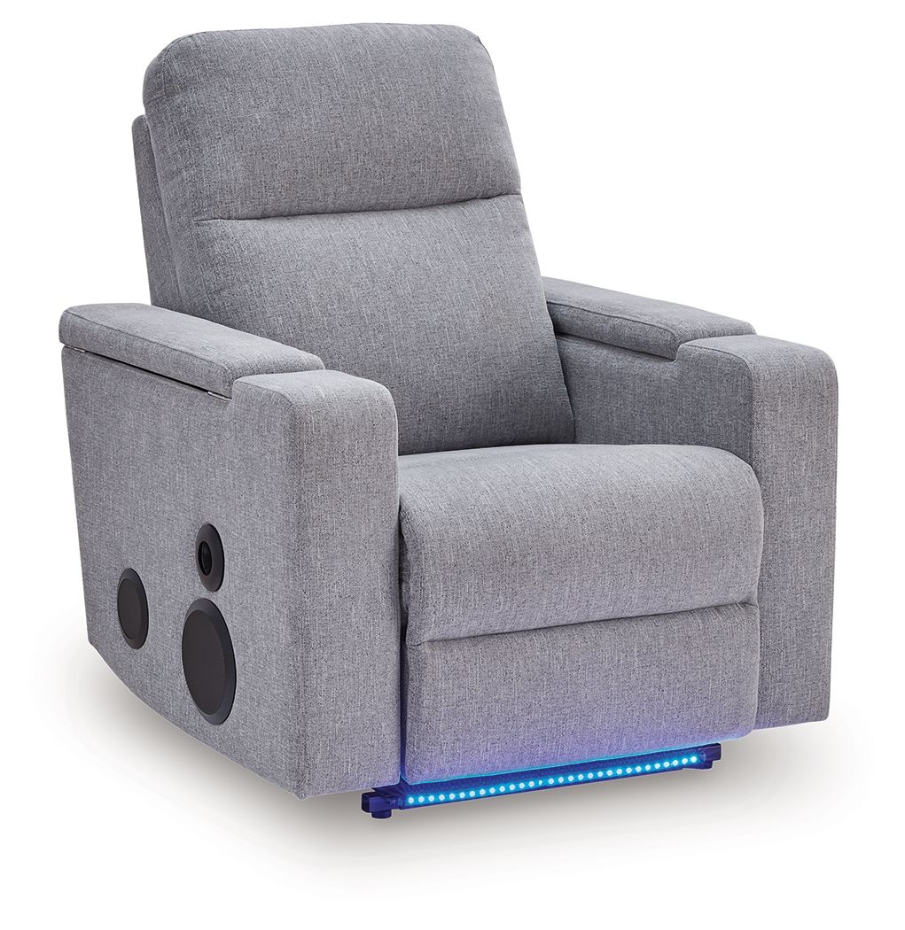 Pineland - Glider Power Recliner With Audio System - Pewter by Ashley – Glider Chairs