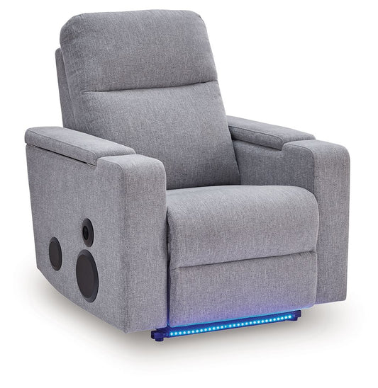 Pineland - Glider Power Recliner With Audio System - Pewter by Ashley – Glider Chairs