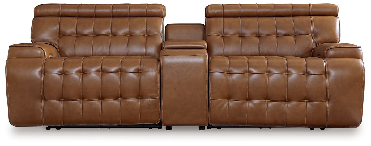 Temmpton - 3-Piece Power Reclining Sectional Loveseat With Console - Chocolate by Ashley – Reclining Sectionals