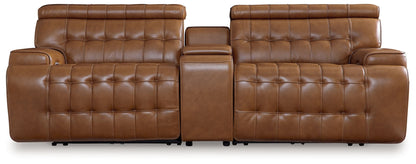Temmpton - 3-Piece Power Reclining Sectional Loveseat With Console - Chocolate by Ashley – Reclining Sectionals
