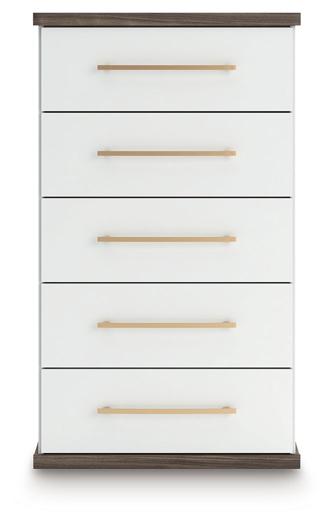 Kendanport - Five Drawer Chest - Brown / White by Ashley – view 4