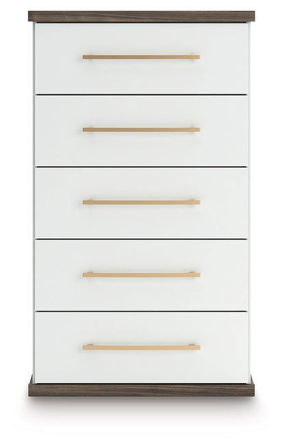 Kendanport - Five Drawer Chest - Brown / White by Ashley – view 4