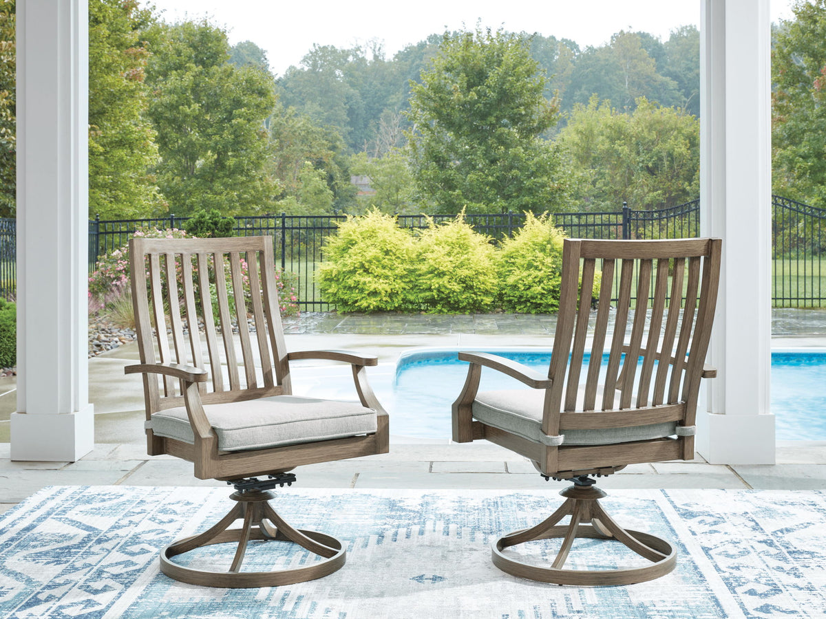 Rainier Ranch - Swivel Chair With Cushion (Set of 2) - Brown / Beige by Ashley – view 4