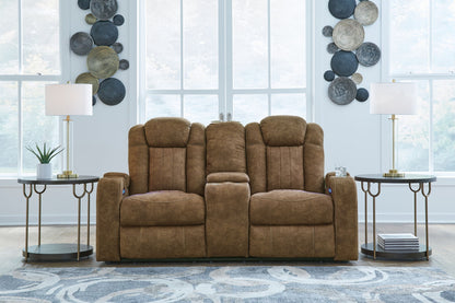 Wolfridge - Power Reclining Loveseat With Console /Adj Hdrst - Brindle by Ashley – view 4