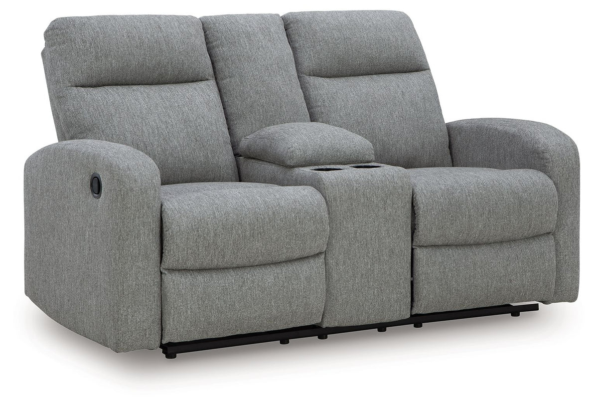 Gauntlet - Double Recline Loveseat With Console - Sterling by Ashley – Reclining Loveseats