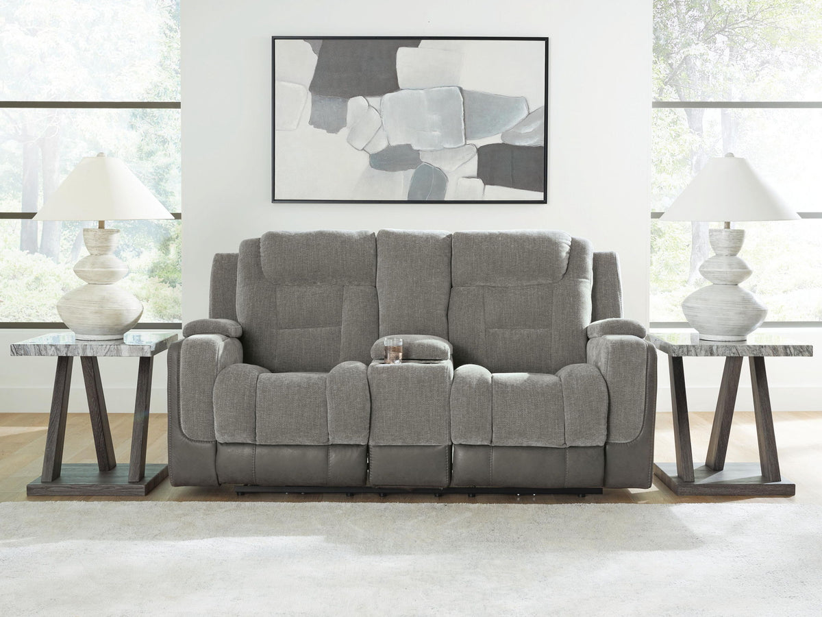 Mixed Motion - Power Reclining Loveseat With Console / Adjustable Headrest by Ashley – view 7