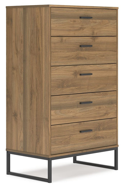Deanlow - Five Drawer Chest - Honey by Ashley – Accent Chests