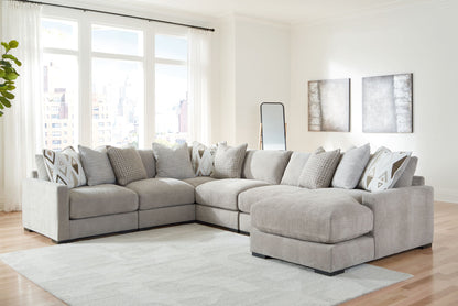 Aslan Court - 7 Pc. - 6-Piece Sectional With Raf Corner Chaise, Ottoman - Pebble – view 4