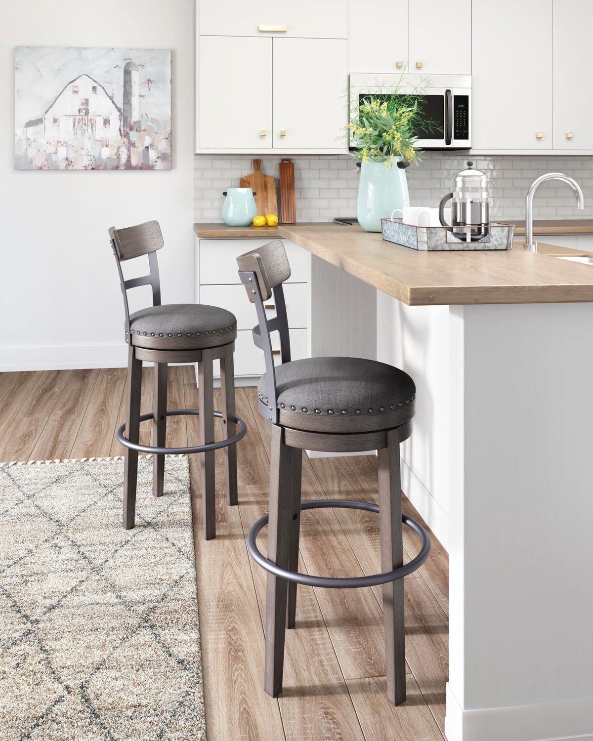 Caitbrook - Tall UPH Swivel Barstool - Gray by Ashley – view 4