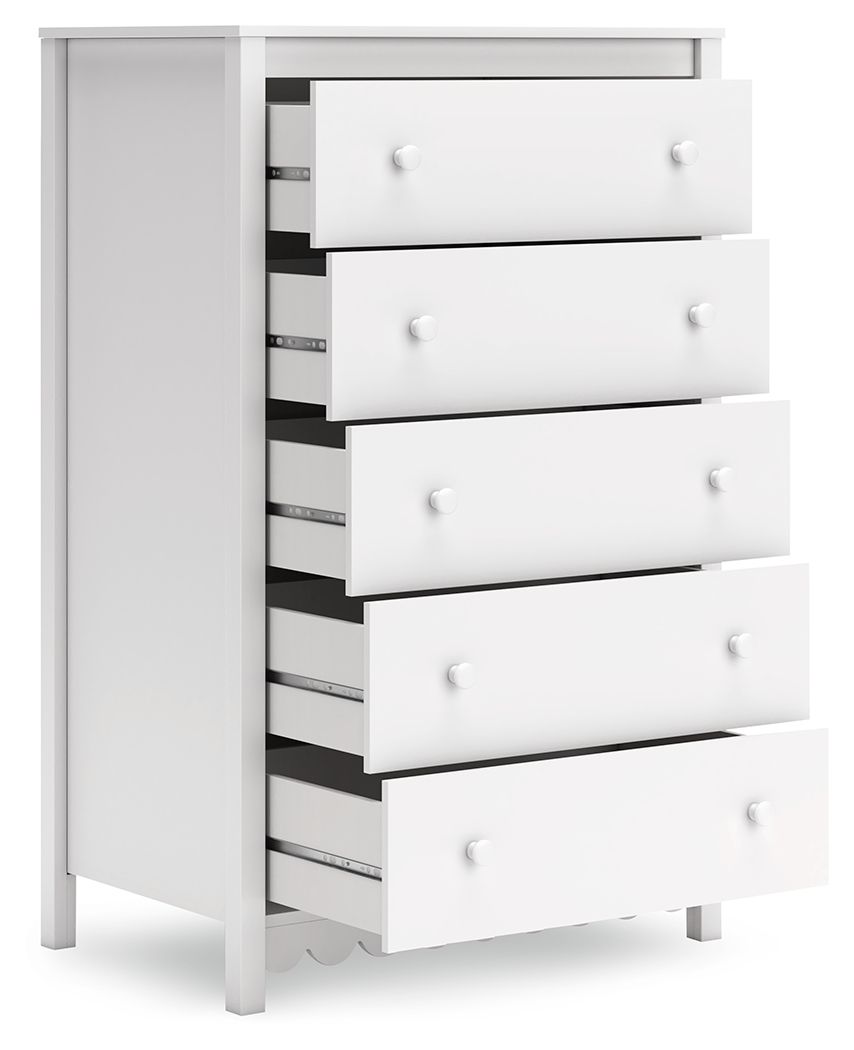 Hallityn - Five Drawer Chest - White by Ashley – view 2