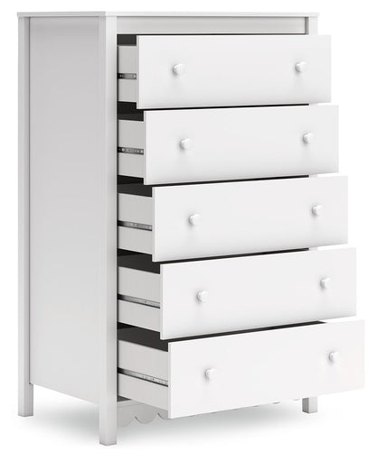 Hallityn - Five Drawer Chest - White by Ashley – view 2