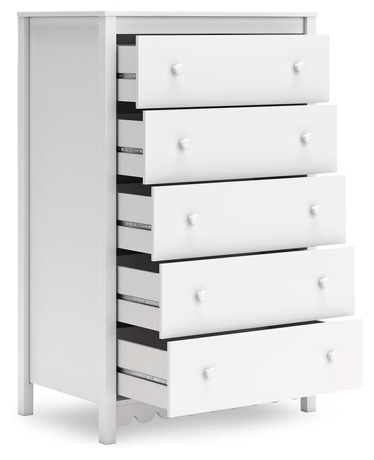 Hallityn - Five Drawer Chest - White by Ashley – view 2