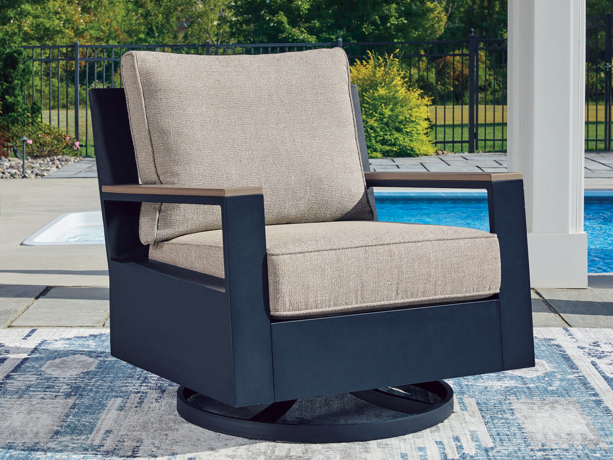 East Beach - Swivel Glider Chair With Cushion - Blue by Ashley – view 4