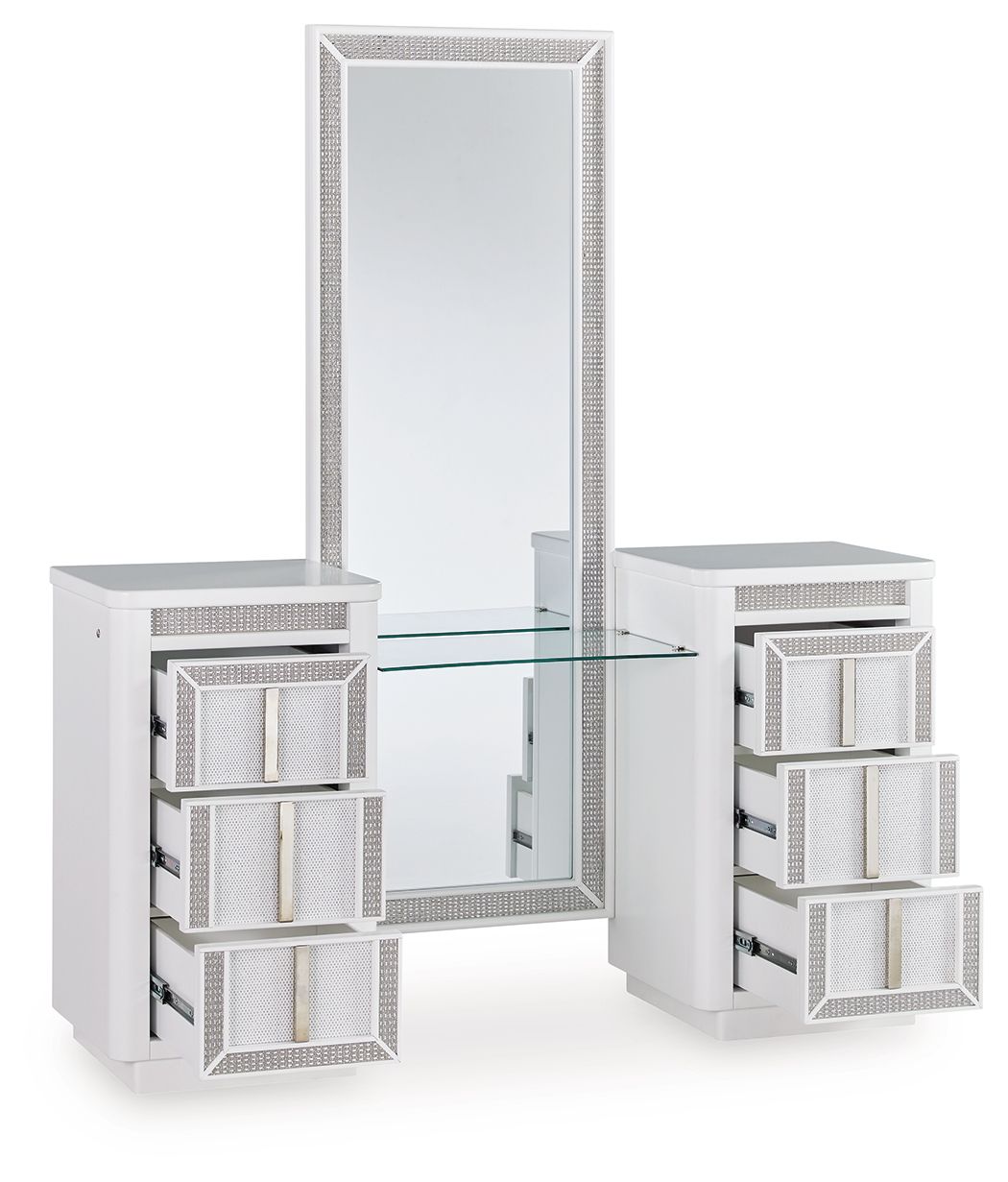 Chalanna - Vanity With Mirror - White by Ashley – view 4