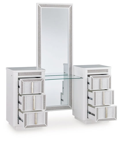 Chalanna - Vanity With Mirror - White by Ashley – view 4