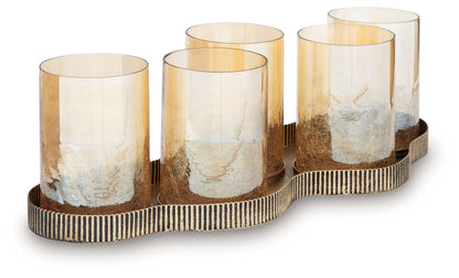 Evereton - Candle Holder - Antique Gold Finish by Ashley – view 3