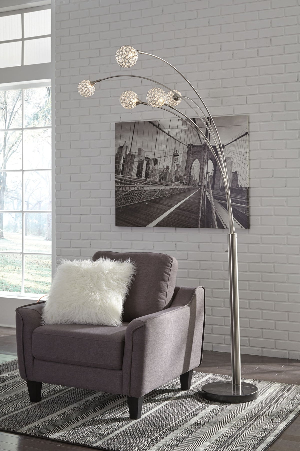 Winter - Metal Arc Lamp - Silver Finish by Ashley – view 3