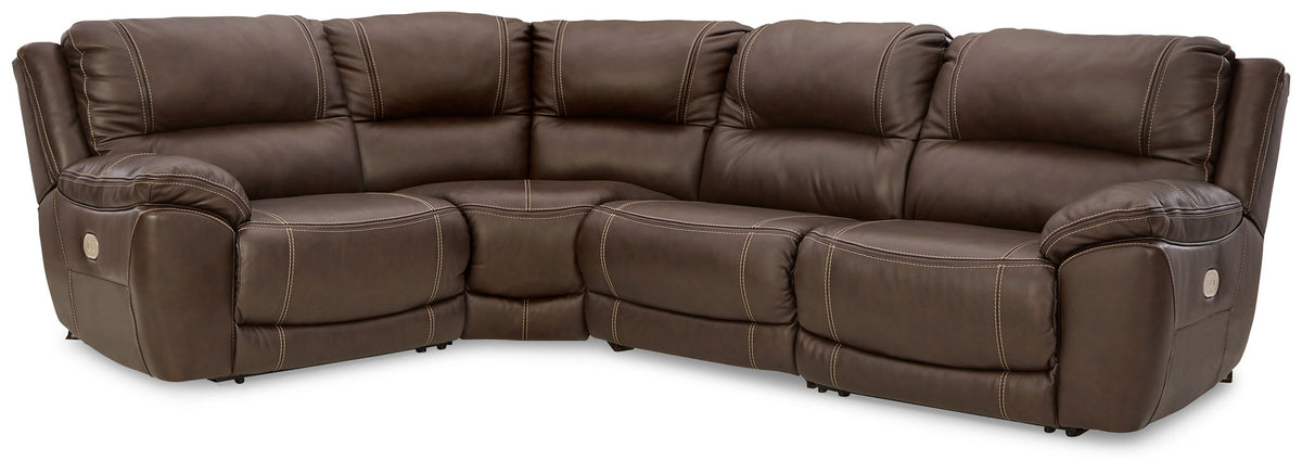 Dunleith - 4-Piece Power Reclining Sectional - Chocolate by Ashley – Reclining Sectionals