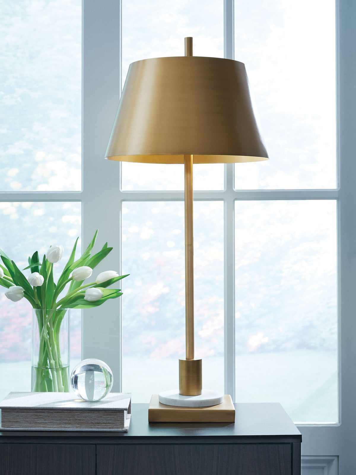 Fritzburn - Metal Table Lamp - Gold Finish / White by Ashley – view 4
