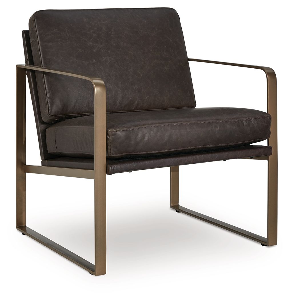 Bradett - Accent Chair - Dark Brown / Gold Finish by Ashley – Accent Chairs