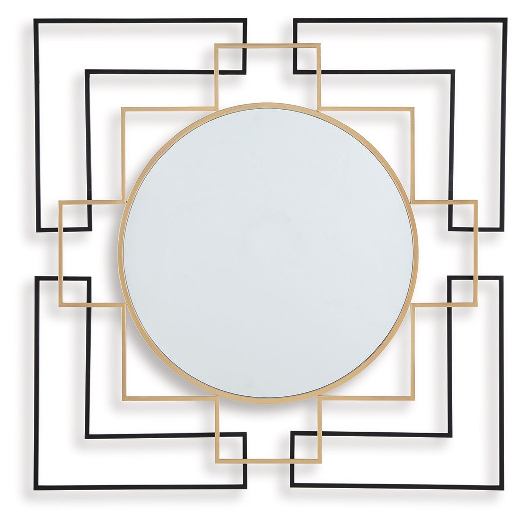 Oceanal - Accent Mirror - Black / Gold Finish by Ashley – Accent Mirrors