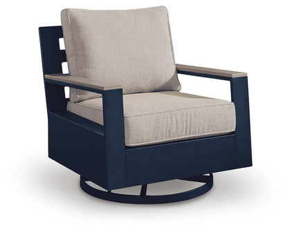 East Beach - Swivel Glider Chair With Cushion - Blue by Ashley – Swivel Chairs