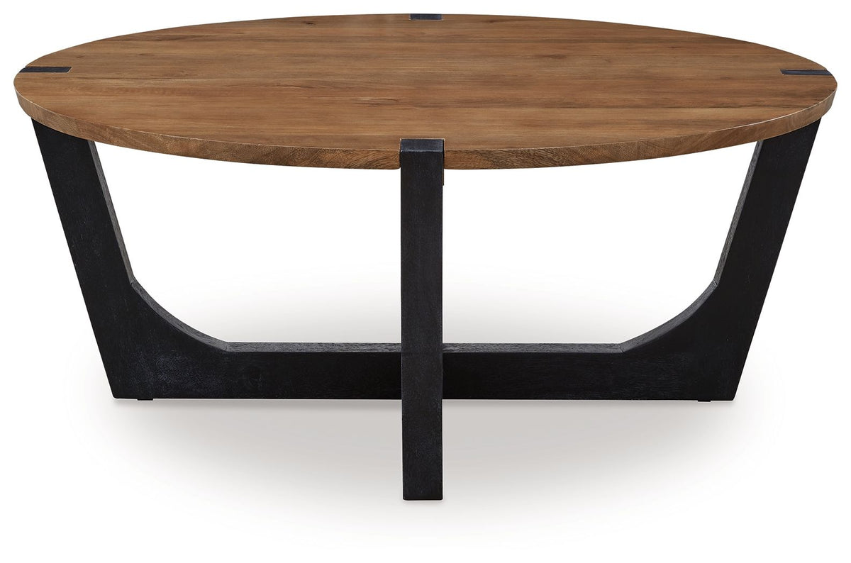 Hanneforth - Round Cocktail Table - Brown by Ashley – view 4
