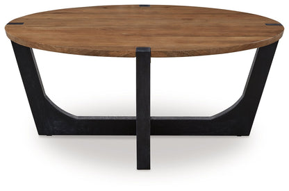 Hanneforth - Round Cocktail Table - Brown by Ashley – view 4