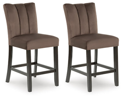 Jeshina - Upholstered Barstool (Set of 2) - Mocha by Ashley – Stool Sets