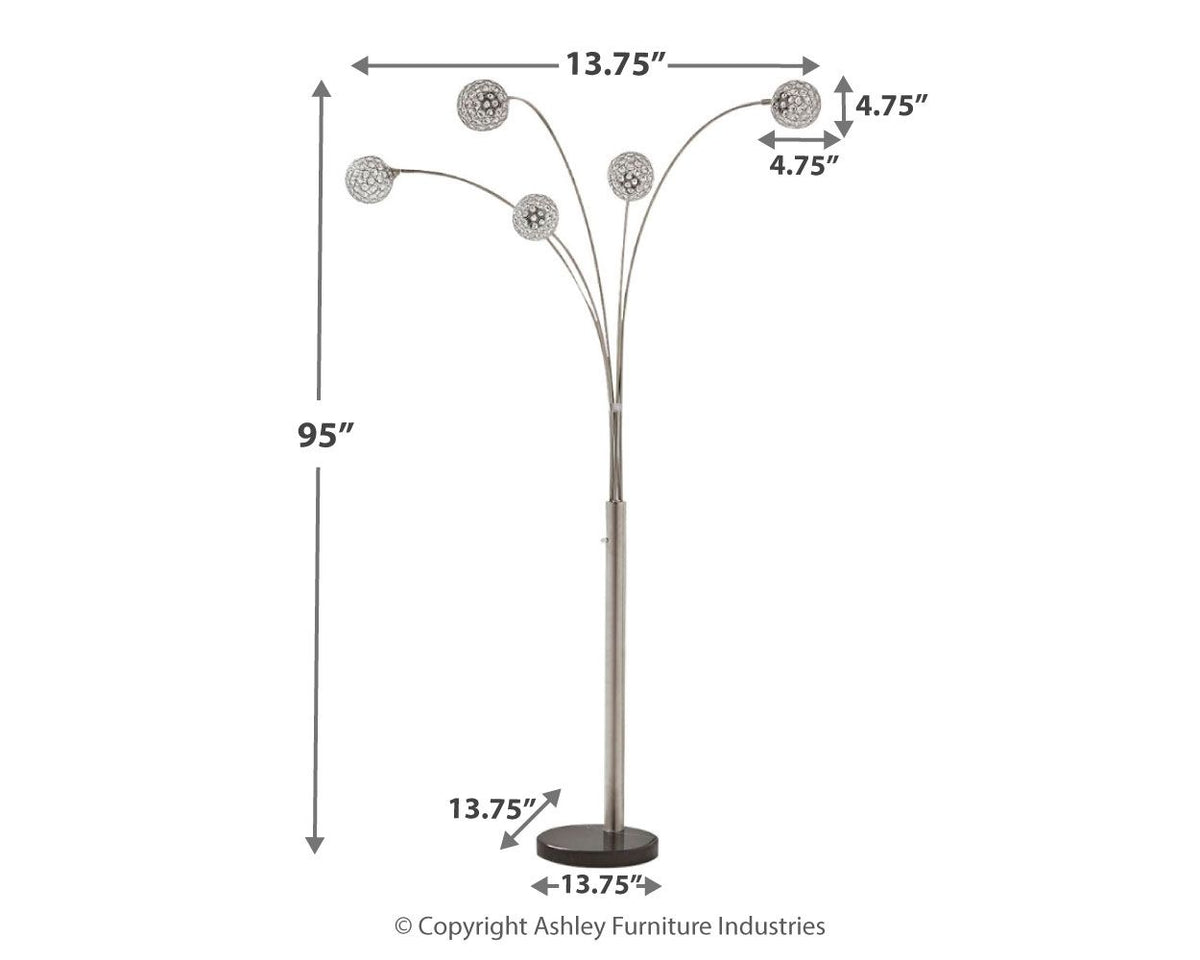 Winter - Metal Arc Lamp - Silver Finish by Ashley – view 4