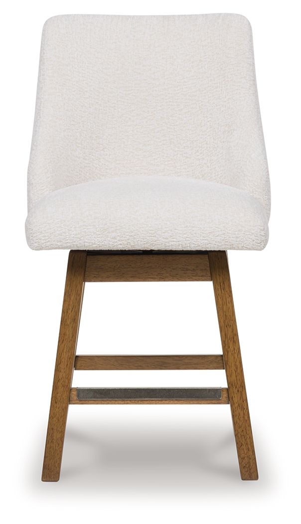Cabalynn - Upholstered Swivel Barstool (Set of 2) - Oatmeal / Light Brown
