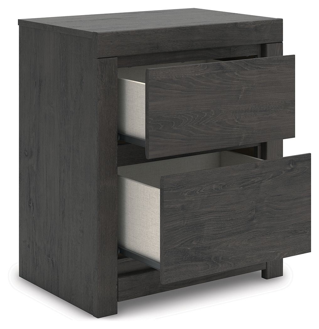 Fraluna - Two Drawer Night Stand - Charcoal by Ashley – view 4
