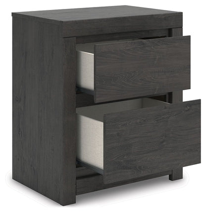 Fraluna - Two Drawer Night Stand - Charcoal by Ashley – view 4