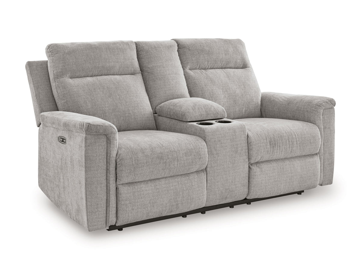 Barnsana - Dbl Power Reclining Loveseat with Console - Ash by Ashley – Reclining Loveseats