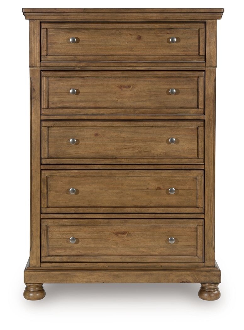 Feddinger - Five Drawer Chest - Medium Brown by Ashley – view 2