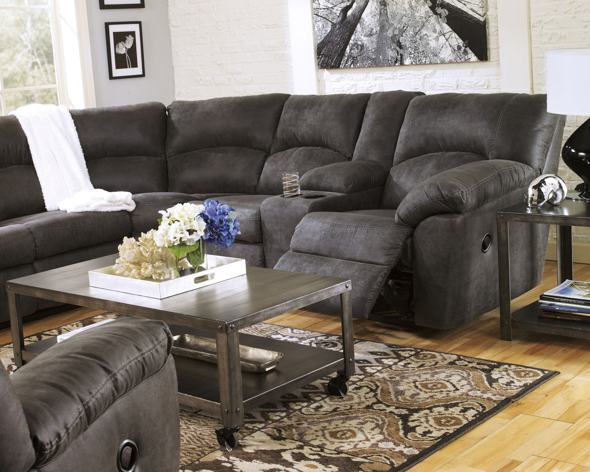 Tambo - Right Arm Facing Loveseat With Console 2 Pc Sectional - Pewter by Ashley – view 2