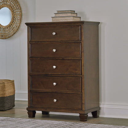Danabrin - Five Drawer Chest - Brown by Ashley – view 4